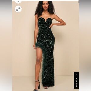 Lulus Emerald Sequin Strapless Dress